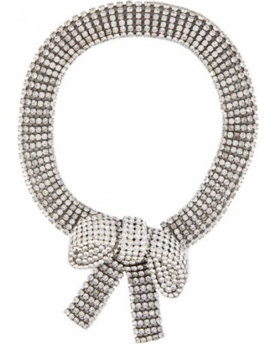 Ogrlica z lokom s kristali Balenciaga srebrna