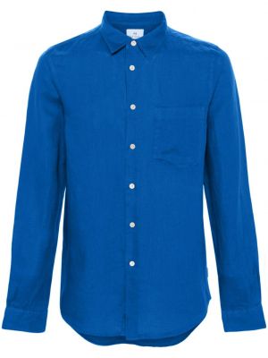 Ľanová košeľa s vreckami Ps Paul Smith modrá