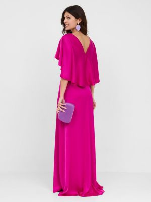 Атласное длинное платье Veneno En La Piel розовое
