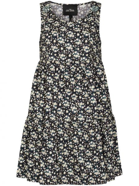 Květinové bavlněné šaty bez rukávů Marc Jacobs - černá