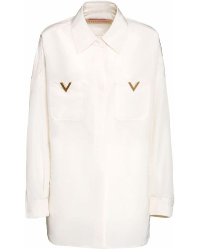 Oversized hodvábna košeľa Valentino biela