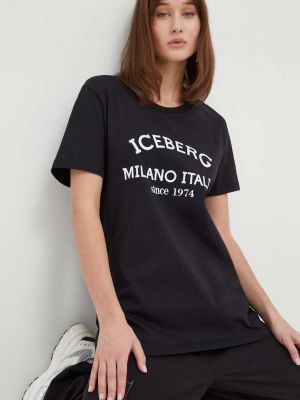 Черная хлопковая футболка Iceberg
