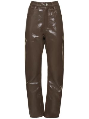 Kožené kalhoty z imitace kůže Entire Studios hnědé