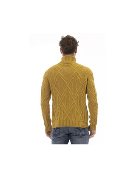 Jersey cuello alto de lana de lana merino con cuello alto Alpha Studio amarillo