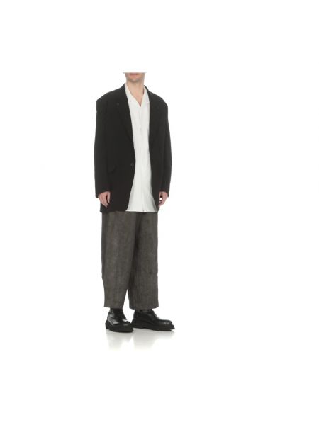 Lniane spodnie Yohji Yamamoto szare