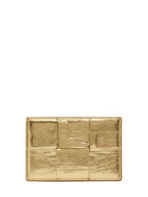 Kožená peněženka Bottega Veneta zlatá