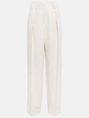 Pantaloni di lino baggy Brunello Cucinelli bianco