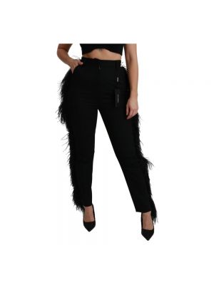 Pantalones con plumas de plumas Dolce & Gabbana negro