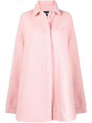 Overdimensjonert ull lang pels Raf Simons rosa