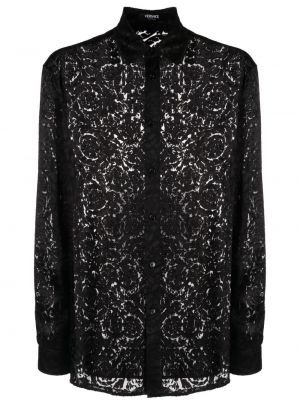 Čipkovaná košeľa Versace čierna