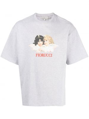 Памучна тениска с принт Fiorucci сиво