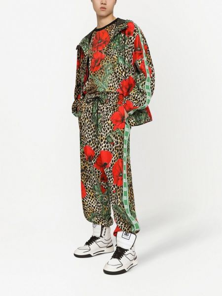 T-krekls ar ziediem ar apdruku ar leoparda rakstu Dolce & Gabbana