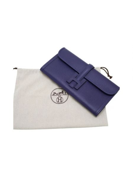 Bolso clutch de cuero Hermès Vintage violeta