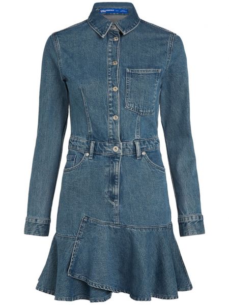 Kleid mit kragen mit rüschen Karl Lagerfeld Jeans blau