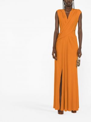 Drapiruotas džersis maksi suknelė su gobtuvu Alberta Ferretti oranžinė