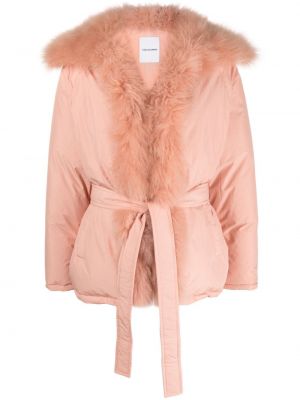 Pernata jakna Yves Salomon ružičasta