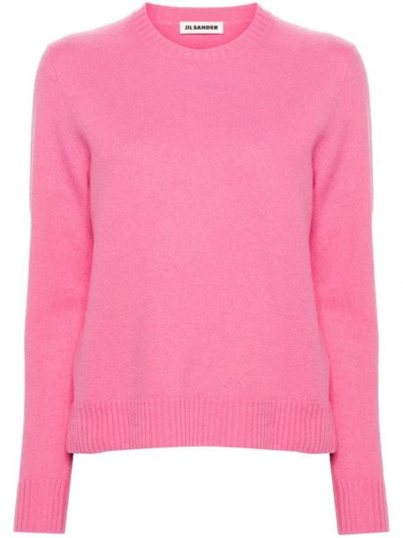 Μάλλινος πουλόβερ με στρογγυλή λαιμόκοψη Jil Sander ροζ