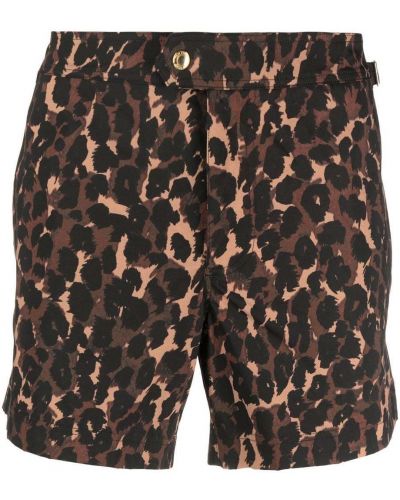 Kratke hlače s potiskom z leopardjim vzorcem Tom Ford rjava