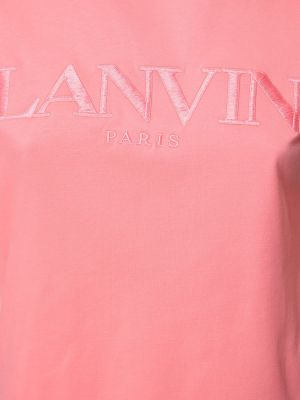 Βαμβακερή μπλούζα με κέντημα Lanvin ροζ