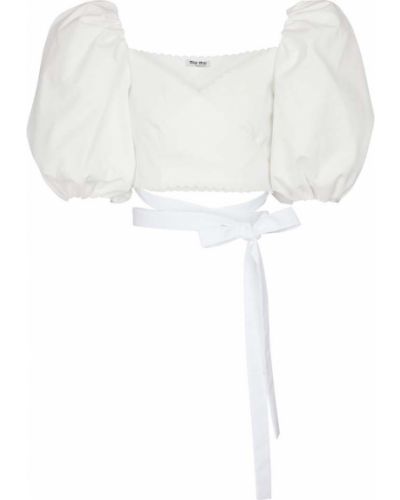 Памучна блуза Miu Miu бяло