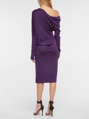 Кашмирена копринена миди рокля Tom Ford виолетово