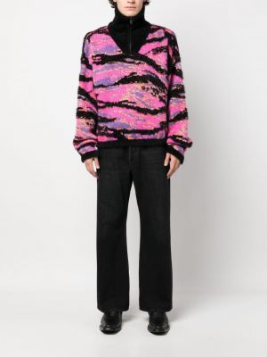 Žakárový svetr na zip s tygřím vzorem Erl