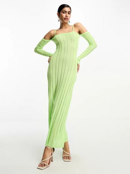 Длинное платье с длинным рукавом Na-kd зеленое