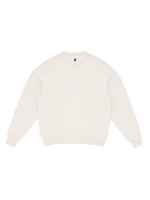 Sweter w piórka z nadrukiem z okrągłym dekoltem Marcelo Burlon County Of Milan biały