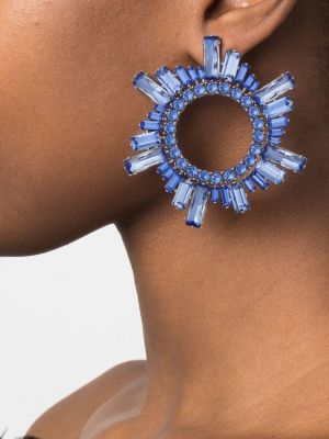 Boucles d'oreilles à boucle en cristal Amina Muaddi bleu