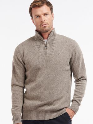 Jersey con cremallera manga larga de tela jersey Barbour gris