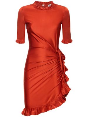 Мини рокля от джърси Paco Rabanne оранжево