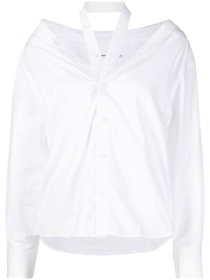 Bavlněné dlouhá košile s knoflíky s výstřihem do v Alexander Wang - bílá