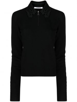 Volneni pulover z vezenjem Vivetta črna