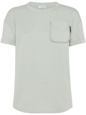 T-shirt en coton avec poches Brunello Cucinelli vert
