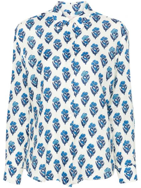 Lanena srajca s cvetličnim vzorcem s potiskom Mc2 Saint Barth modra