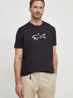 Bavlněné tričko s potiskem Paul&shark černé