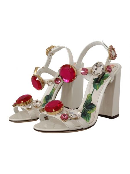 Sandały z nadrukiem z kryształkami Dolce And Gabbana białe