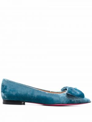 Кадифени полуотворени обувки с панделка Dee Ocleppo синьо