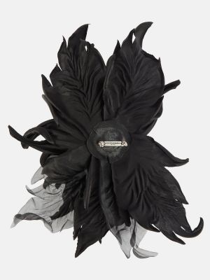 Hodvábna brošňa Saint Laurent čierna