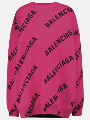 Sweter wełniany Balenciaga - Różowy