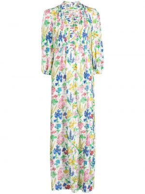 Květinové dlouhé šaty s potiskem Dvf Diane Von Furstenberg bílé