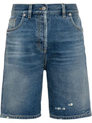 Pantaloni scurți din denim zdrențuiți Prada albastru