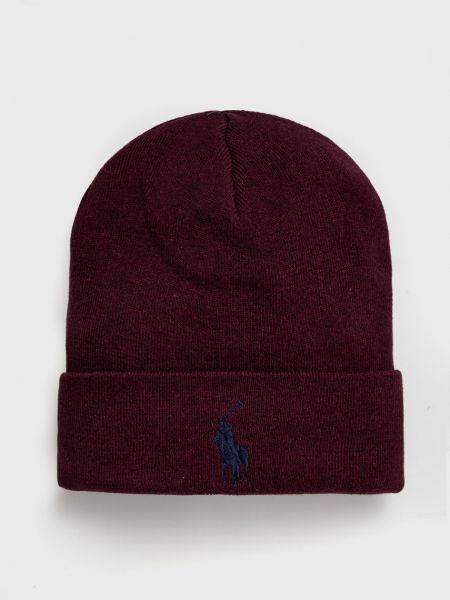 Памучна шапка Polo Ralph Lauren винено червено