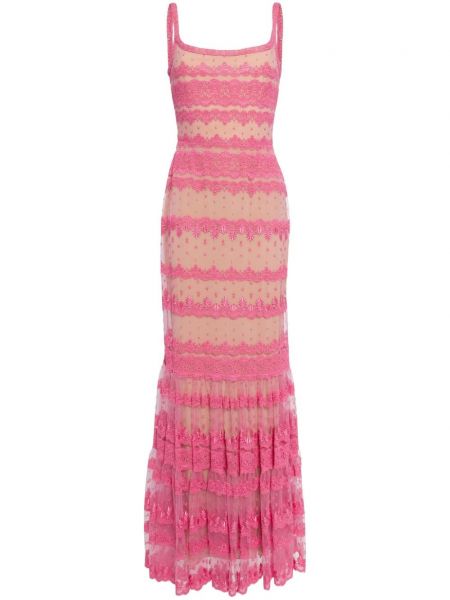 Krajkové večerní šaty Elie Saab růžové