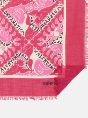 Bufanda de seda de cachemir con estampado de cachemira Valentino rosa