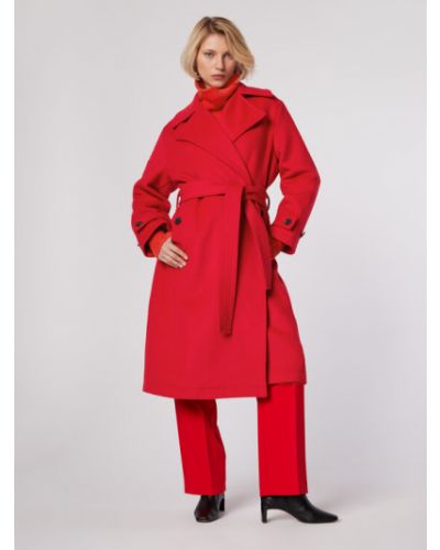 Manteau large Simple rouge