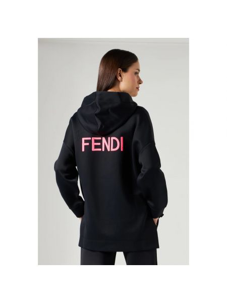Bluza z kapturem z nadrukiem Fendi czarna