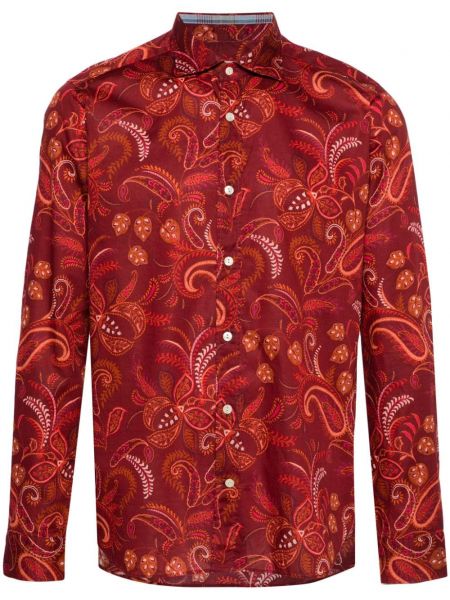Φλοράλ βαμβακερό μακρύ πουκάμισο με σχέδιο Tintoria Mattei κόκκινο