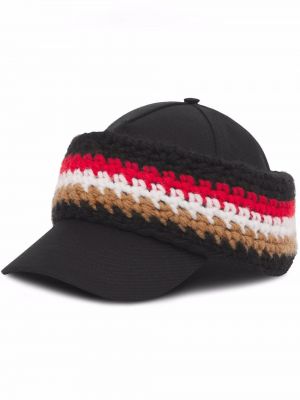 Dzianinowa czapka z daszkiem Burberry czarna