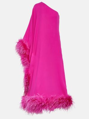 Rochie lunga de mătase cu pene Valentino roz